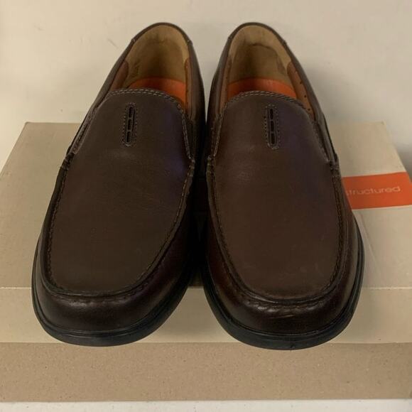 Clarks Men’s Size 9 M Uneasley Twin Loafer Shoes, Dark Brown Leather main image 7